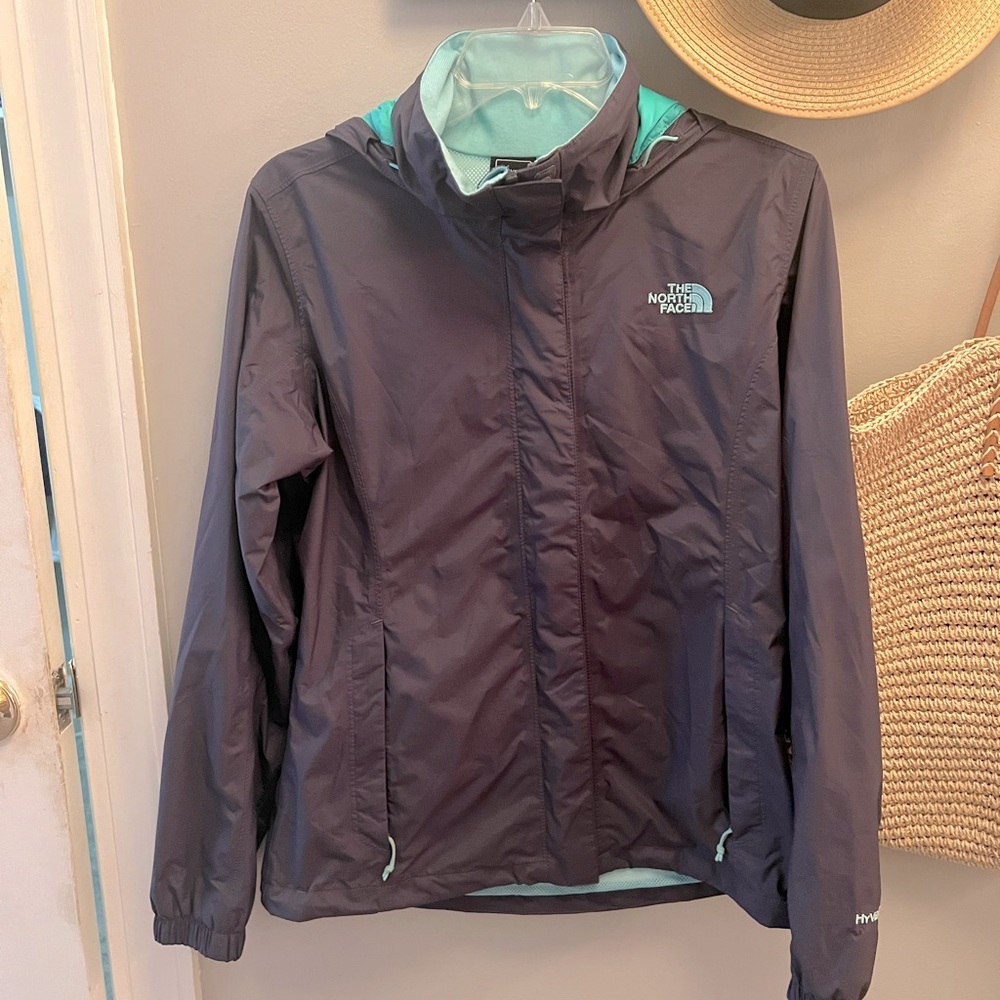 Women’s North Face Rain Jacket | Purple & Turquoise Blue | M